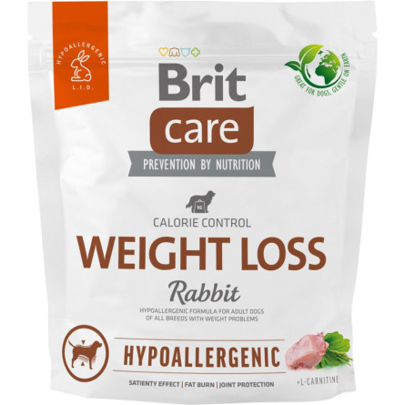 Корм для собак із зайвою вагою Brit Care Dog Hypoallergenic Weight Loss гіпоалергенний з кроликом 1 кг slide 1