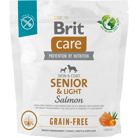 Корм для стареющих собак Brit Care Dog Grain-free Senior Light беззерновой с лососем 1 кг slide 1