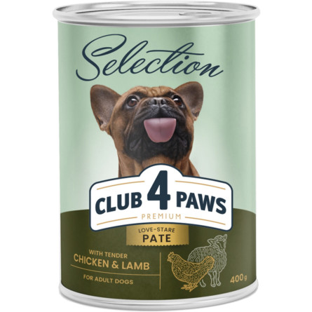 Влажный корм для взрослых собак Club 4 Paws Selection Премиум Полнорационный Паштет с курицей и ягненком 400 г (B2550201) slide 1