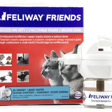 Диффузор + сменный блок Ceva Feliway Friends (Феливей Френдс) успокаивающее средство для кошек во время стресса при содержании нескольких кошек в помещении 48 мл