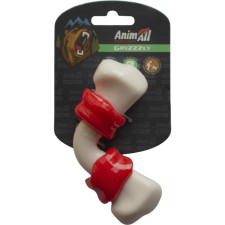Игрушка AnimAll GrizZzly согнутая косточка 12.5х6.1х3.7 см Red/white mini slide 1