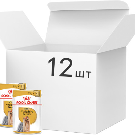 Упаковка влажного корма для взрослых собак Royal Canin Yorkshire Adult 0.085 кг x 12 шт (2040001) slide 1