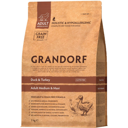 Сухий корм для собак Grandorf Duck&Potato All Breeds качка 3 кг (5404009592033/5407007851041)