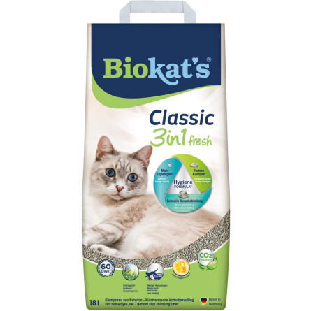 Наполнитель для кошачьего туалета Biokat's Classic Fresh 3in1 бентонитовый 18 л