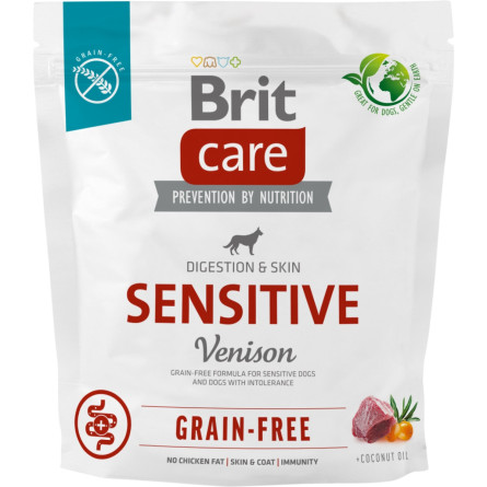 Корм для собак с чувствительным пищеварением Brit Care Dog Grain-free Sensitive беззерновой с олениной 1 кг slide 1