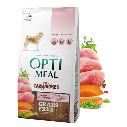 Сухий беззерновий повнораційний корм для дорослих собак усіх порід Optimeal індичка та овочі 1.5 кг (B1721201) slide 1