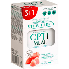 Набір упаковка вологого корму для стерилізованих кішок Optimeal в соусі з індичкою та курячим філе 4 x 85 г (B2720701) mini slide 1