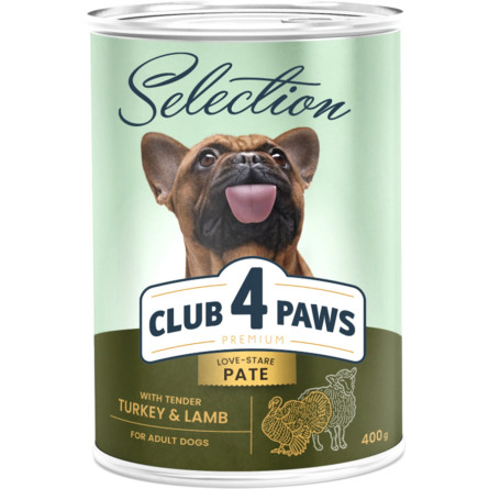 Влажный корм для взрослых собак Club 4 Paws Selection Премиум Полнорационный Паштет с индейкой и ягненком 400 г (B2550401) slide 1