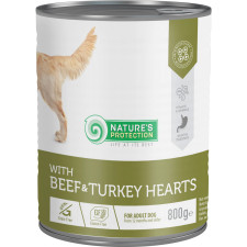 Вологий корм для дорослих собак Nature's Protection with Beef & Turkey Hearts з яловичиною та серцем індички 800 г (KIK45604) mini slide 1