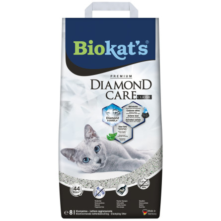 Наполнитель для кошачьего туалета Biokat's Dimond Care Classic Бентонитовый комкующий 8 л