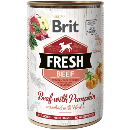 Вологий корм для собак Brit Fresh з яловичиною та гарбузом 400 г