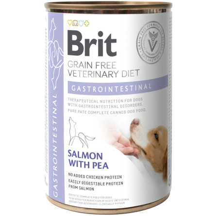 Корм консервированный для собак Brit VetDiets для желудочно-кишечного тракта, лосось и горох, 400 г