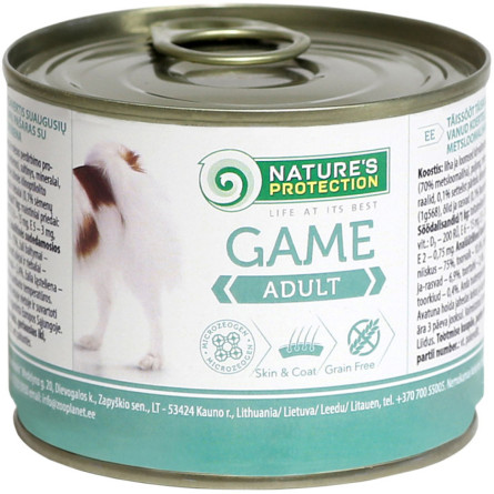 Вологий корм для собак Nature's Protection Adult Game з м'ясом дичини 200 г (KIK45092)