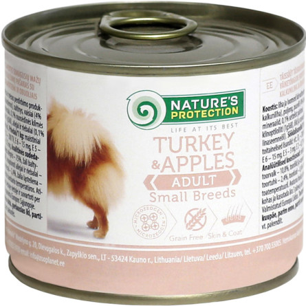 Влажный корм для собак малых пород Nature's Protection Adult Small Breeds Turkey & Apples с индейкой и яблоками 200 г (KIK24520)