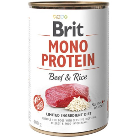 Влажный корм для собак Brit Mono Protein с говядиной и рисом 400 г