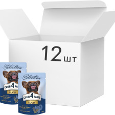 Упаковка вологого корму для дорослих собак малих порід Club 4 Paws Selection Преміум Плюс Шматочки з качкою та індичкою в соусі 0.085 кг х 12 шт (4820215368049/4820215368292) mini slide 1