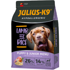 Сухий гіпоалергенний корм для цуценят найвищої якості Julius-K9 LAMB and RICE Puppy Junior Menu З ягням і рисом 3 кг mini slide 1