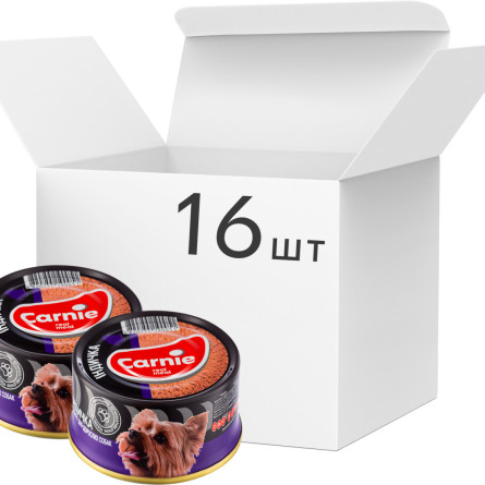 Упаковка влажного корма для собак Carnie паштет мясной с индейкой 16 шт по 90 г