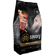 Сухой корм для собак всех пород Savory со свежим мясом утки и кроликом 3 кг mini slide 1