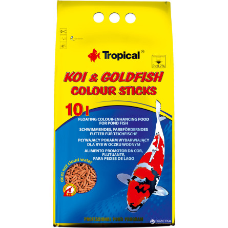 Корм ​​Tropical Koi&Goldfish Colour Sticks для ставкових риб у паличках 10 л slide 1
