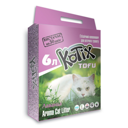 Наповнювач для котячого туалету Kotix Тофу Lavender Соєвий грудкувальний 2.55 кг (6 л)