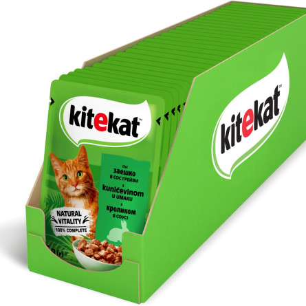 Упаковка влажного корма для котов Kitekat с Кроликом в соусе 28 шт по 85 г