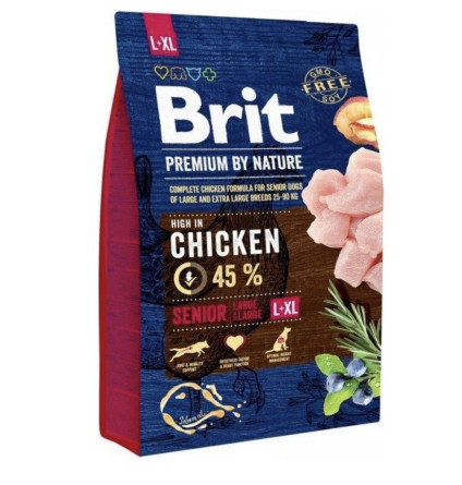 Сухой корм для пожилых собак крупных и гигантских пород Brit Premium Senior L+XL со вкусом курицы 3 кг