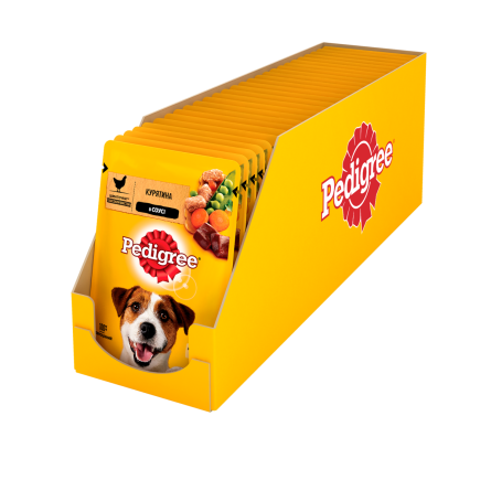 Упаковка влажного корма для взрослых собак Pedigree Курица и овощи в соусе 24 шт по 100 г