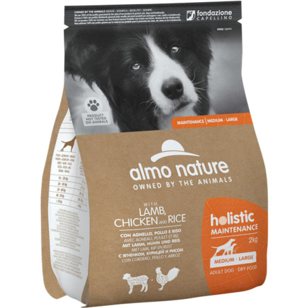 Сухий корм для собак Almo Nature Holistic Dog для собак середніх та великих порід з ягням, куркою і рисом 2 кг