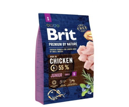 Сухий корм для цуценят та молодих собак дрібних порід Brit Premium Junior S зі смаком курки 3 кг