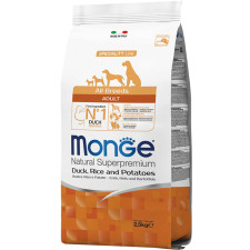 Сухий корм для дорослих собак усіх порід Monge Dog All breeds Adult Duck&Rice зі смаком качки та рису 2.5 кг mini slide 1