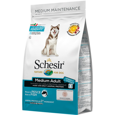 Сухий монопротеїновий корм для дорослих собак середніх порід Schesir Dog Medium Adult Fish з рибою 3 кг slide 1