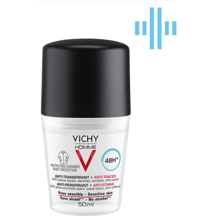 Дезодорант шариковый Vichy 48 часов против белых и желтых пятен на одежде для мужчин 50 мл