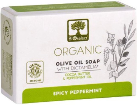 Натуральное оливковое мыло BIOselect с маслом какао и мятой 80 г