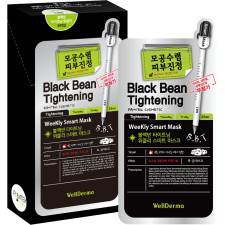 Тканинна маска для обличчя Wellderma Звуження пор Black Bean Tightening Weekly Smart Mask 10 шт. x 25 мл mini slide 1