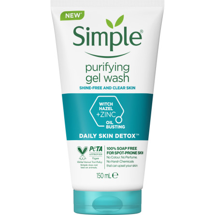 Очищающий гель для умывания Simple Daily Skin Detox Purifying Facial Wash 150 мл