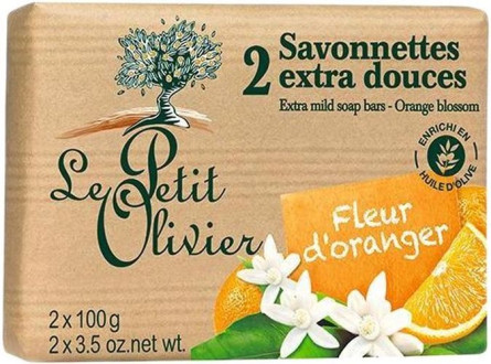 Екстраніжне мило Le Petit Olivier 100% vegetal oils soap Апельсиновий цвіт 2х100 г