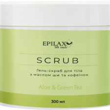 Гель-скраб для тіла Epilax Silk Touch Аloe&Green Tea з маслом ши та кофеїном 300 мл mini slide 1