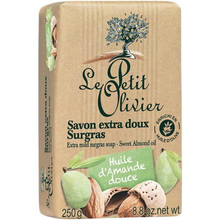 Экстра нежное мыло Le Petit Olivier 100% vegetal oils soap Масло сладкого миндаля 250 г slide 1