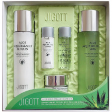 Набір зволожувальної косметики для обличчя Jigott Aloe Aqua Balance Skin Care 3 Set з алое mini slide 1