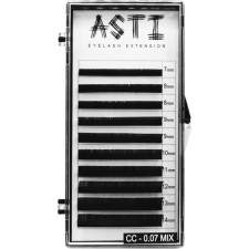 Вії для нарощування Asti Hylon Lash CC 0.07 мм x mix 7-14 мм 10 ліній Чорні mini slide 1