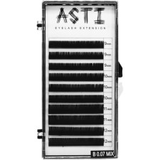Вії для нарощування Asti Hylon Lash B 0.07 мм x mix 9-12 мм 10 ліній Чорні mini slide 1