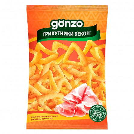 Трикутники кукурудзяні Gonzo зі смаком бекону 40г slide 1