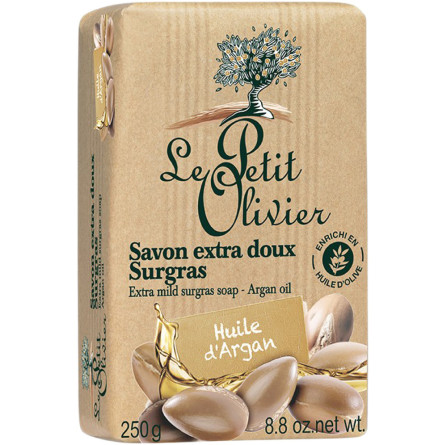 Экстра нежное мыло Le Petit Olivier 100% vegetal oils soap Аргановое масло 250 г