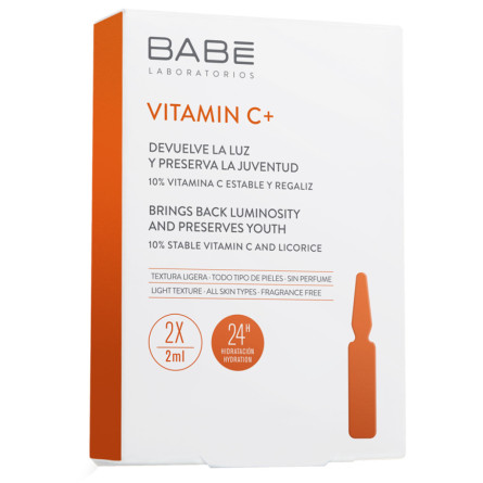 Ампулы-концентрат BABE Laboratorios Vitamin C + Babe для депигментации с антиоксидантным эффектом 2 x 2 мл