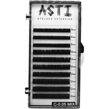 Вії для нарощування Asti Hylon Lash C 0.05 мм x mix 8,10,12 мм 10 ліній Чорні mini slide 1