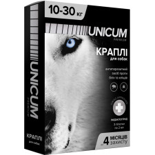 Капли Unicum Premium от блох, клещей и гельминтов на холку для собак 10-30 кг 3 шт mini slide 1