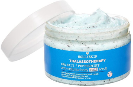 Скраб для тела Hollyskin Thalassotherapy Охлаждающий Антицелюлитный с морской солью и эфирным маслом перечной мяты 250 мл