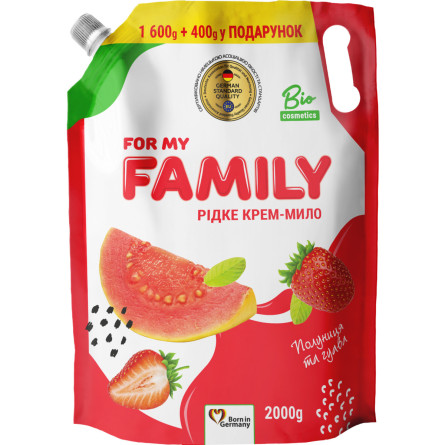 Рідке крем-мило Family Зволожувальне Полуниця-Гуава-Рисова олія 2 л