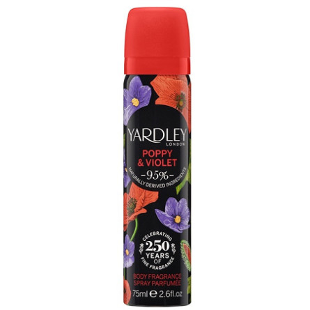 Парфумований дезодорант для жінок Yardley Poppy Violet Deodorising Body Spray 75 мл slide 1
